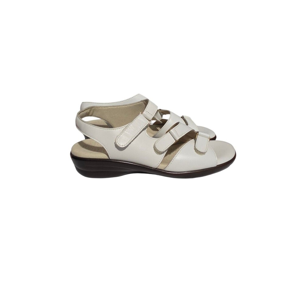 SAS Tabby Sandals Shoes Womens Size 7 N White Leather Strappy Adjustable Comfort